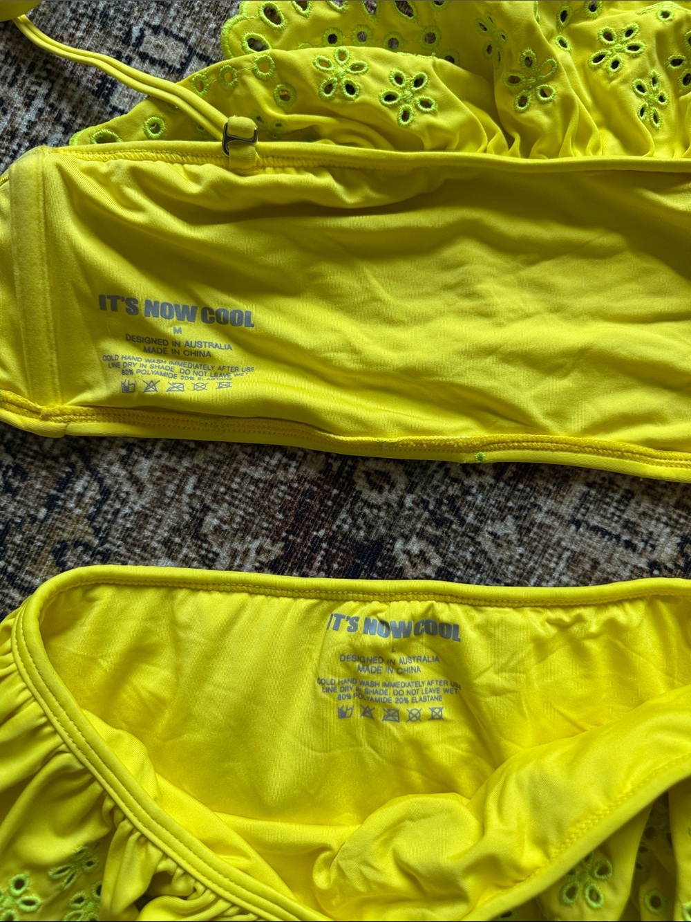 Yellow Eyelet Ruffle Two-Piece Bikini Set - Picture 2 of 3